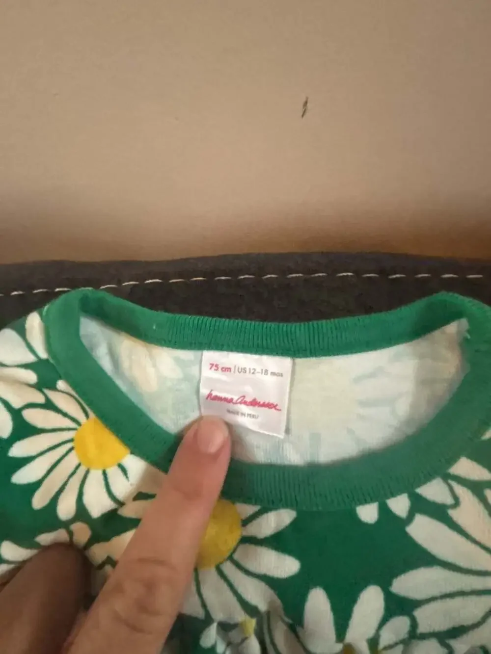 Hanna Andersson Baby Girl Green Daisy Print Short Sleeve Smock Top 12-18 Months